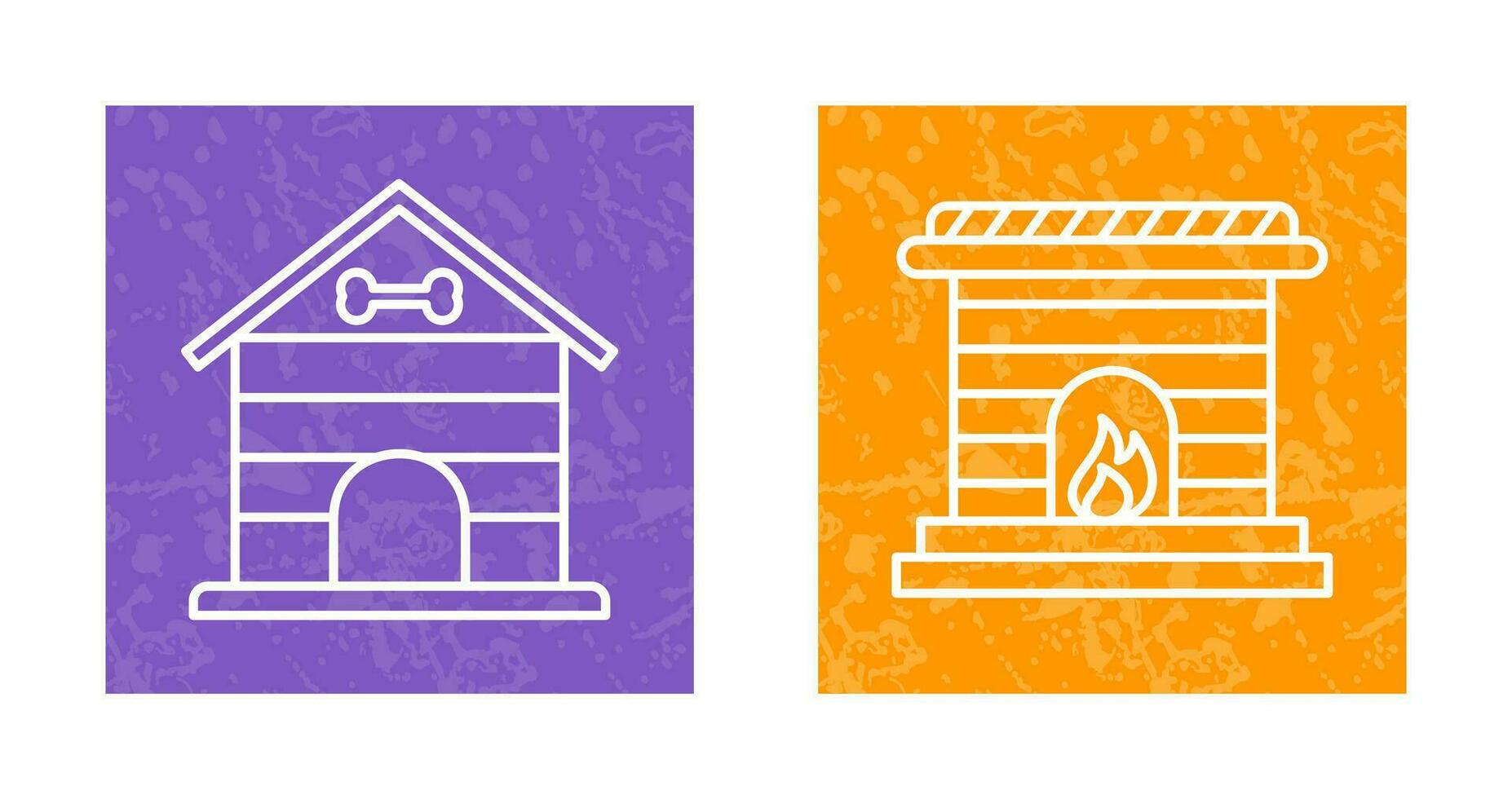 Dog House and Fireplace Icon vector
