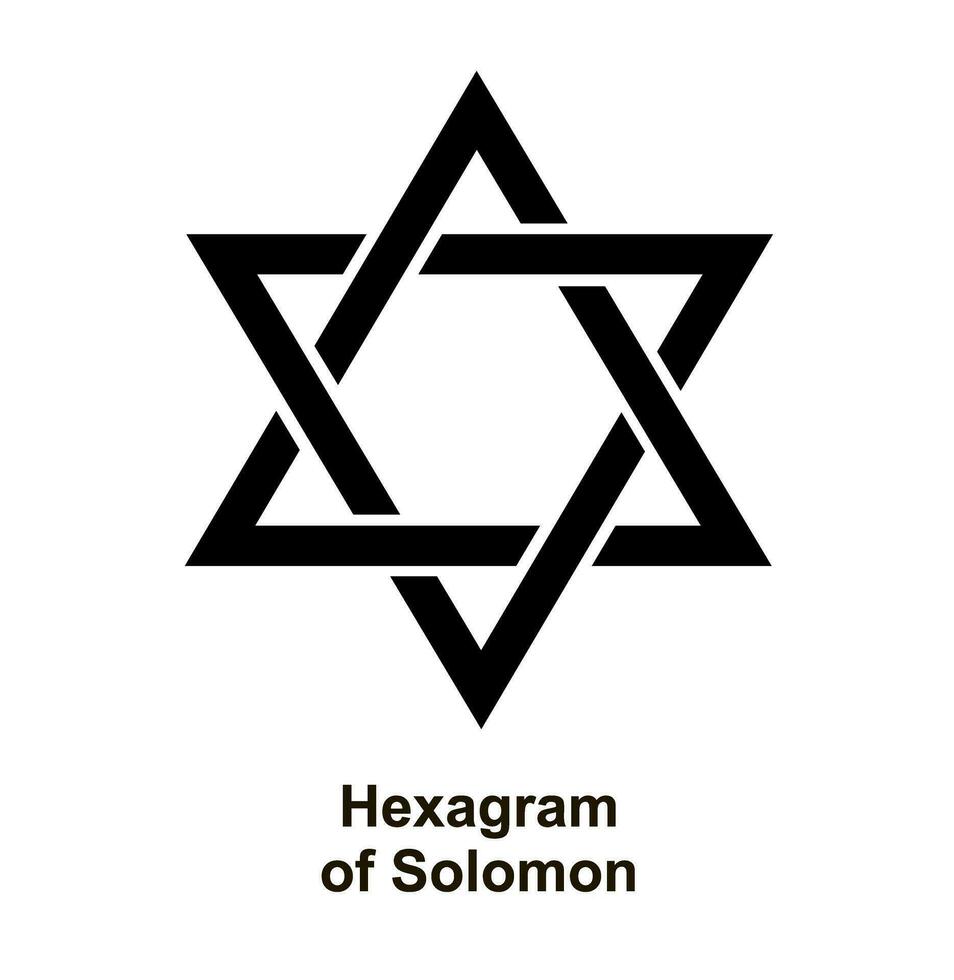 Solomon Hexagram. The Star of David. Black glyph icon. Magen David. Six-pointed geometric star. State symbol of Israel. vector