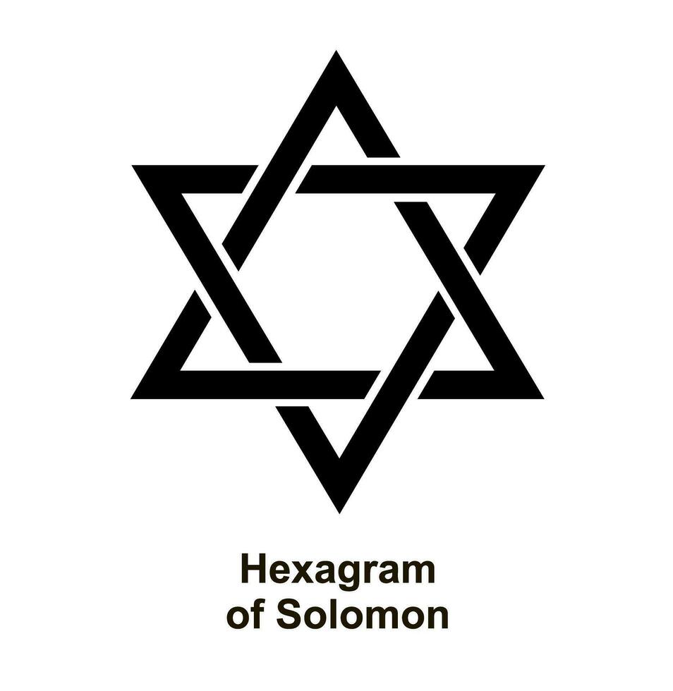 Salomón hexagrama. el estrella de David. negro glifo icono. magen David. de seis puntas geométrico estrella. estado símbolo de Israel. vector