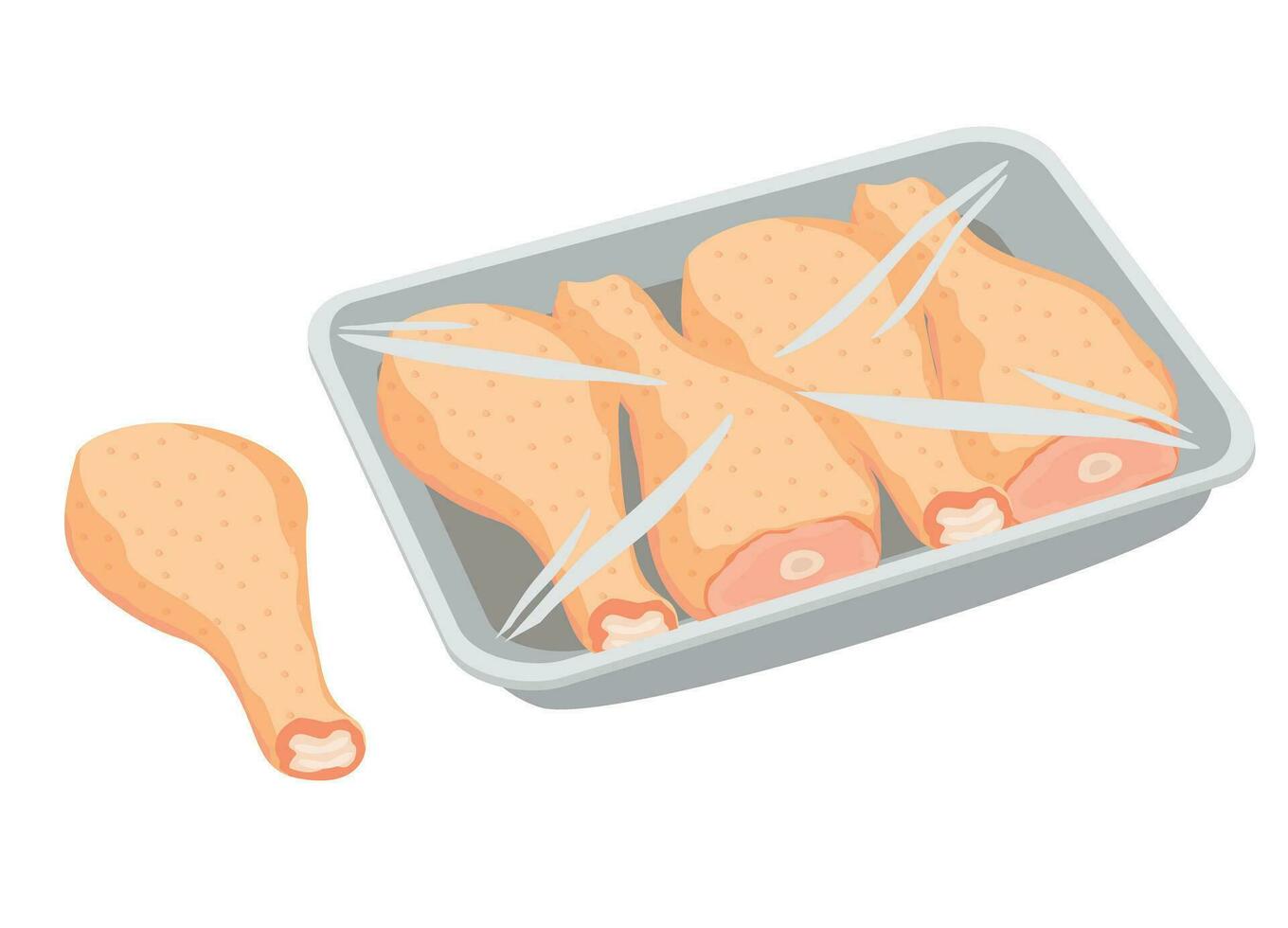 Chicken legs in vacuum plastic packaging. Chicken farm composition with isolated image of semi finished product package with chicken legs cartoon vector