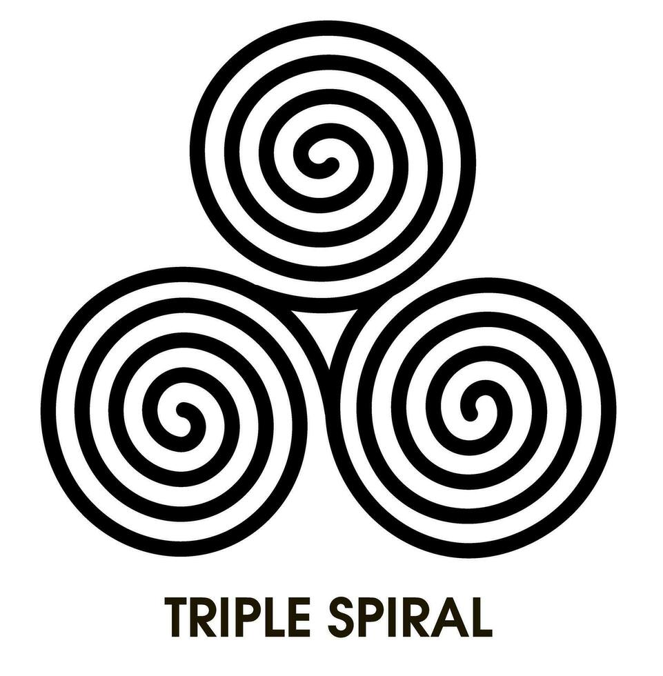 Vector breton and celtic original spiral triskele symbol. Black celtic triskelion spirals over white. Mystical protective sign. Triple spirals. vector