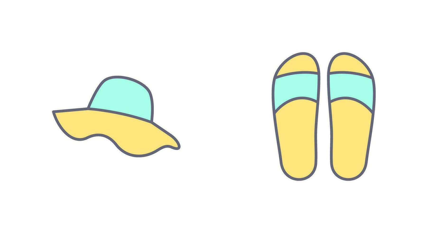 sombrero y zapatillas icono vector