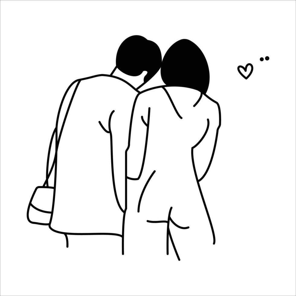 Men and woman love line art vector