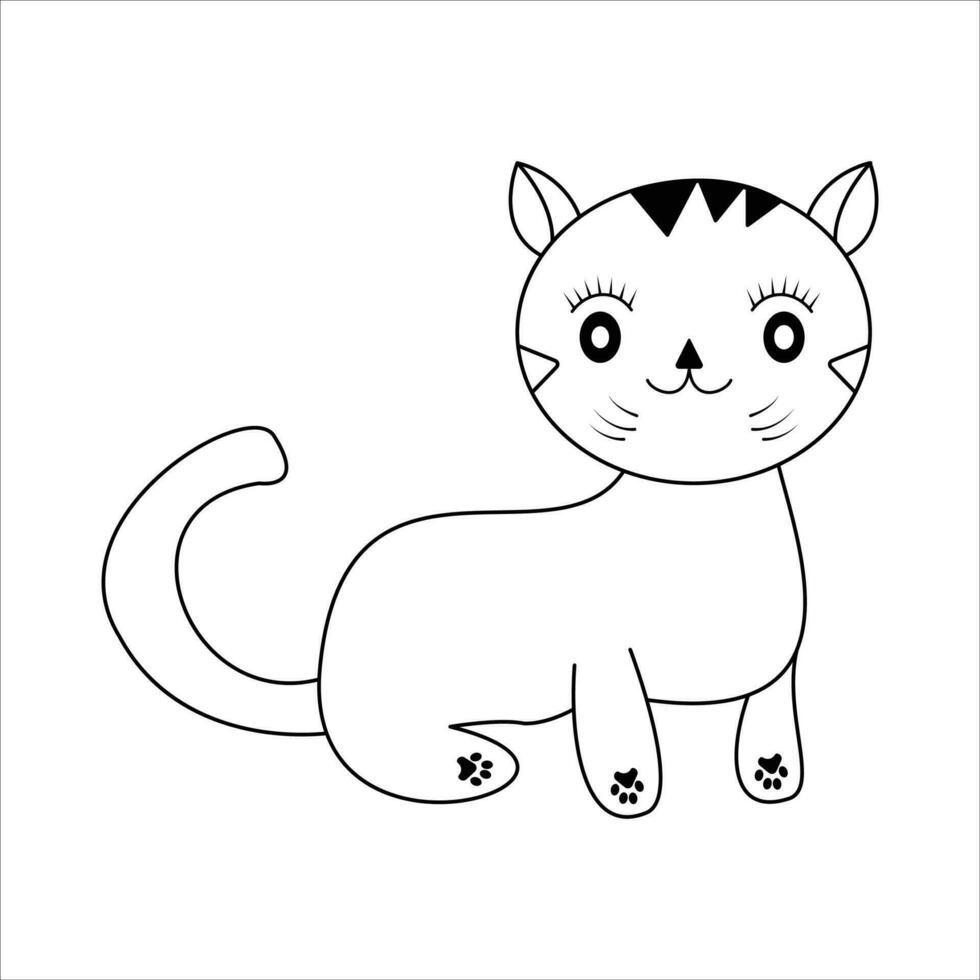 Cute cat line art Illustration vector