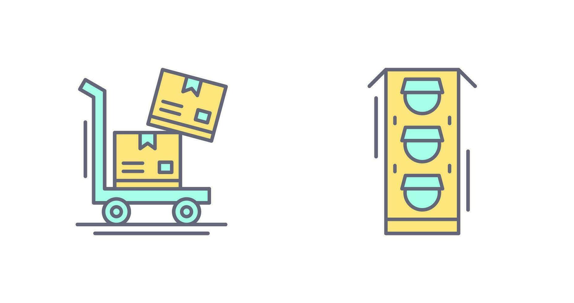 trolly and traffic light  Icon vector