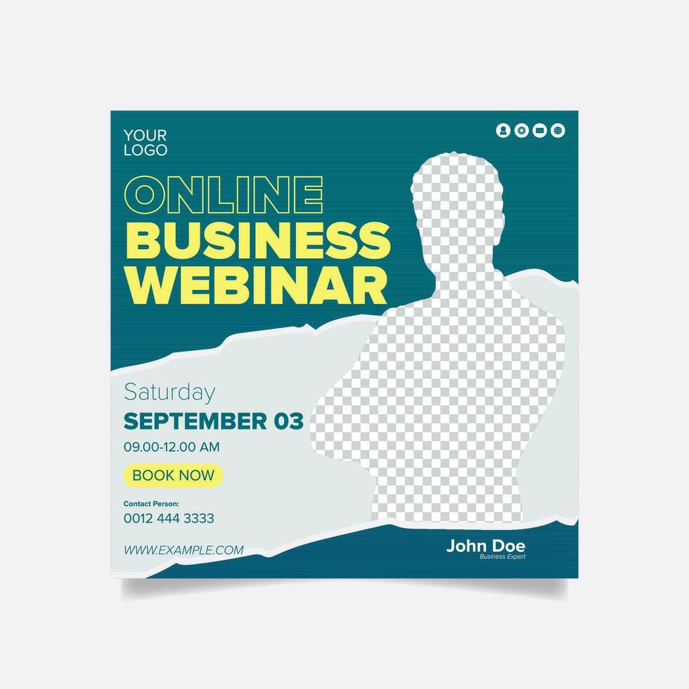 Online business webinar poster design vector