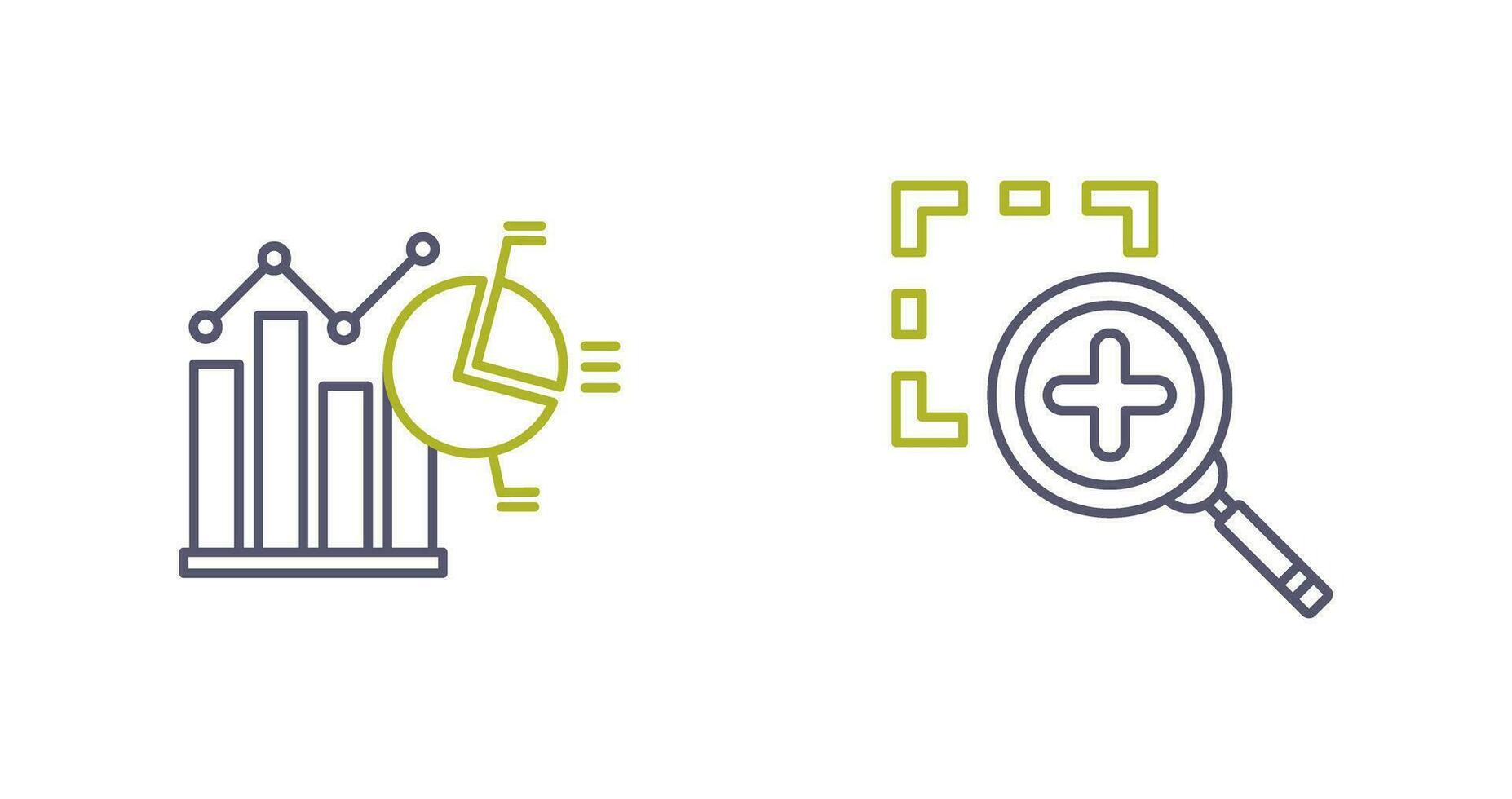 Bar Chat and Zoom In Icon vector