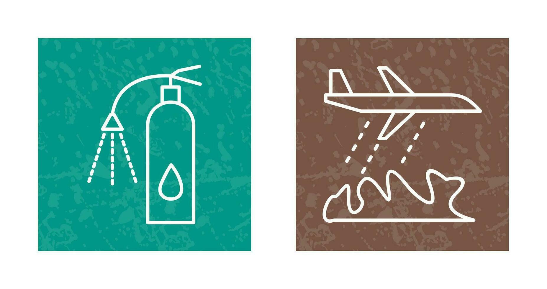 using extinguisher and firefighter plane  Icon vector