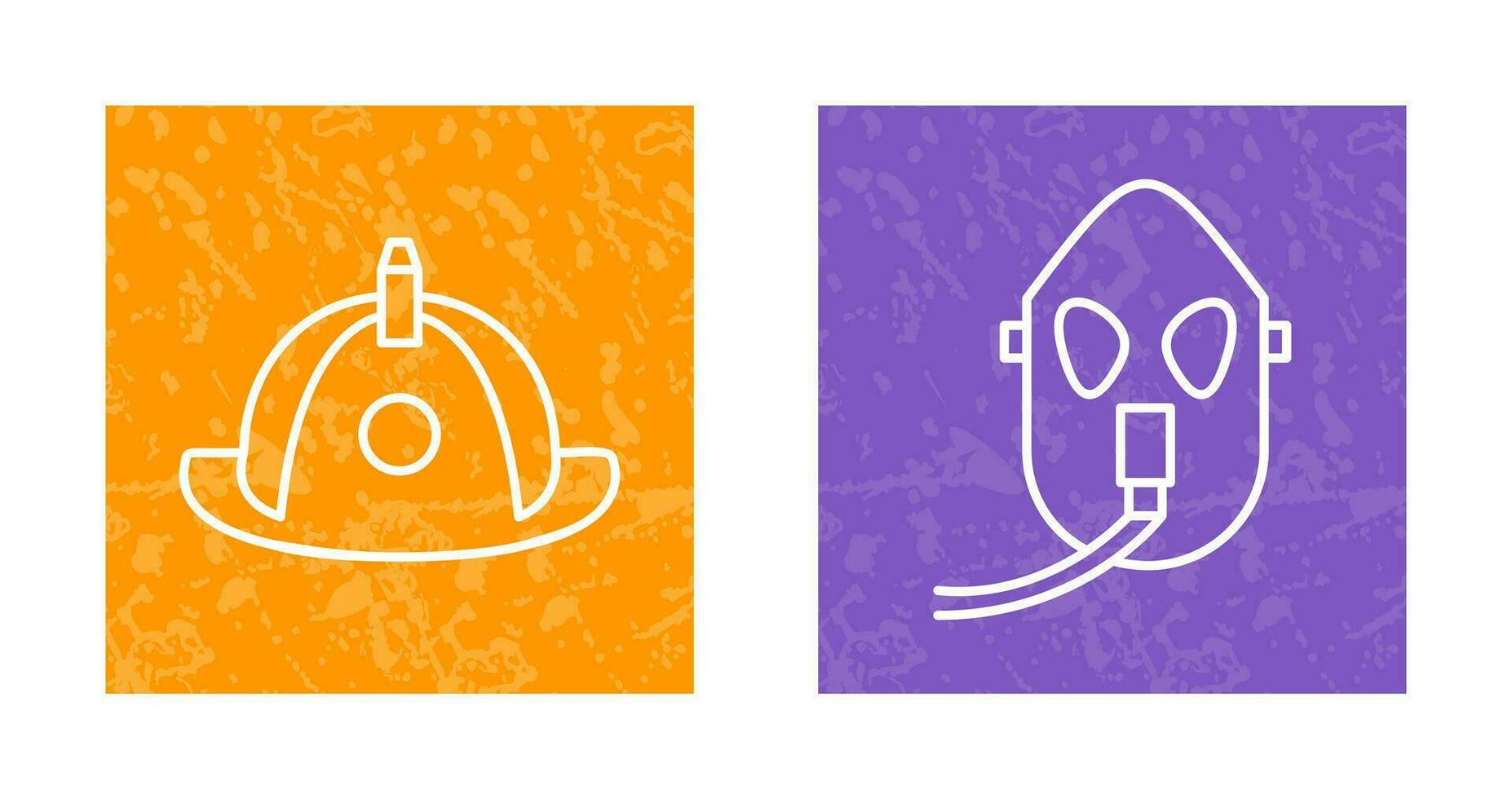 firefighter hat and Oxygen mask Icon vector