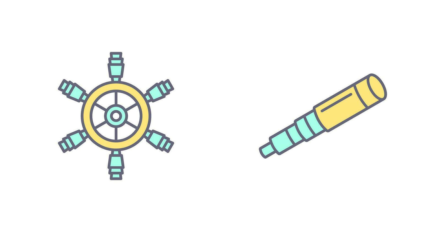 Ship Wheel and Binocular Icon vector