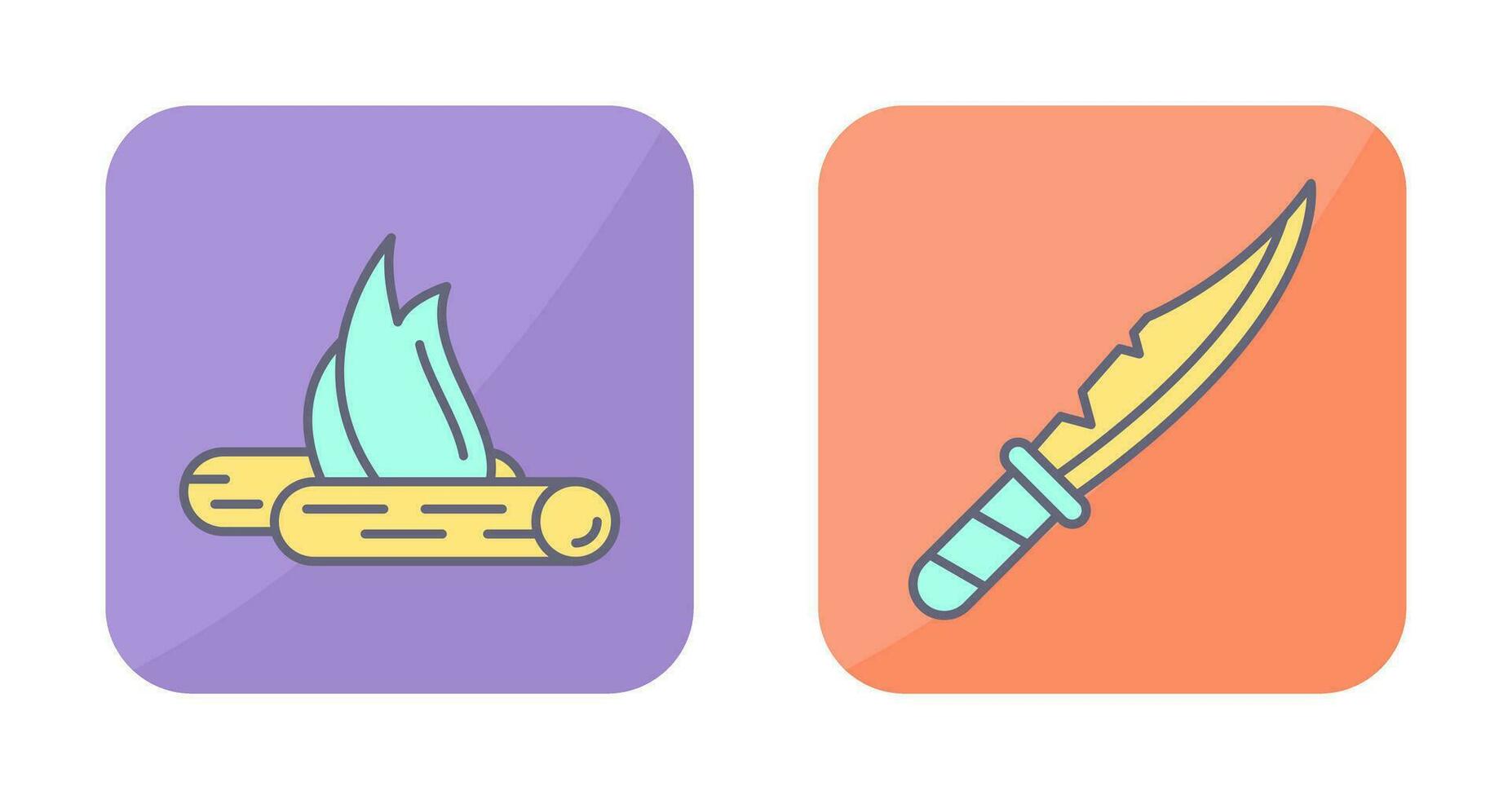 Bon Fire and Knife Icon vector