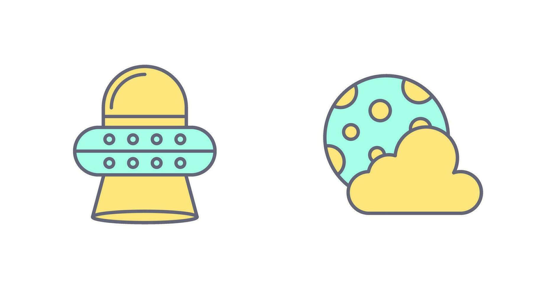 ufo and moon Icon vector