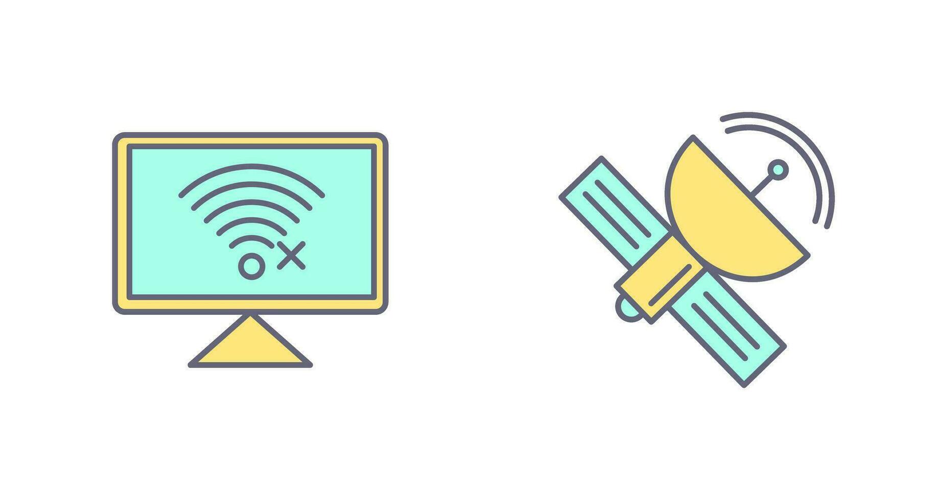 Disconnected Network and Satellite Icon vector