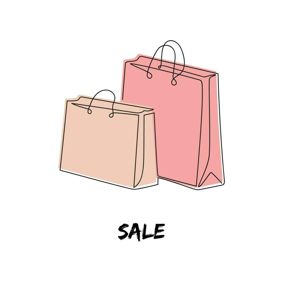 Sale drawn in one continuous line in color. One line drawing, minimalism. Vector illustration.