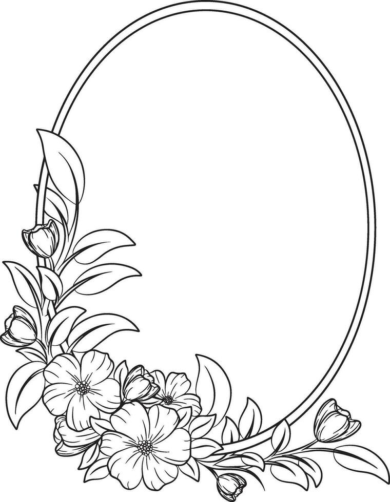 Floral Wedding invitation corder frame vector