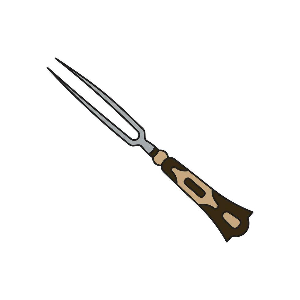 Kids drawing Cartoon Vector illustration ancient fork Isolated in doodle style