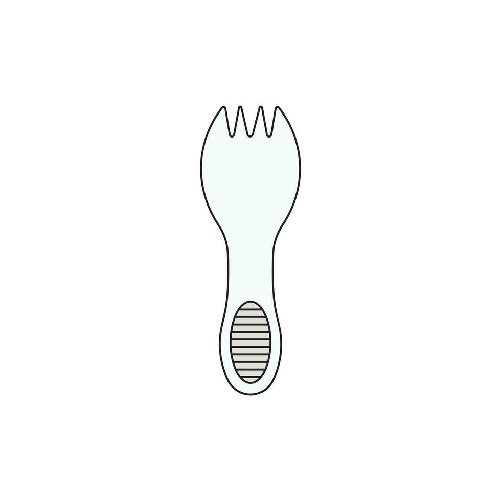 niños dibujo dibujos animados vector ilustración el plastico cuchara-tenedor aislado en garabatear estilo