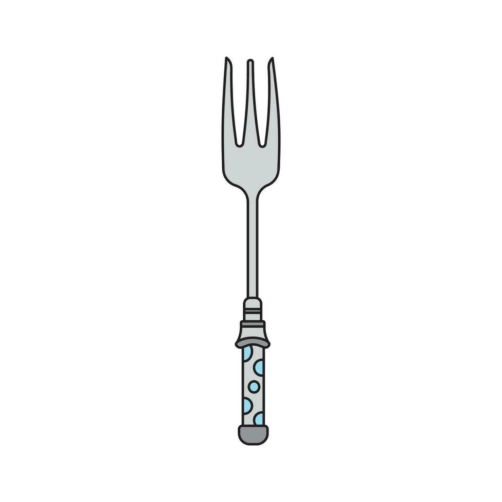 Kids drawing Cartoon Vector illustration cake fork Isolated in doodle style