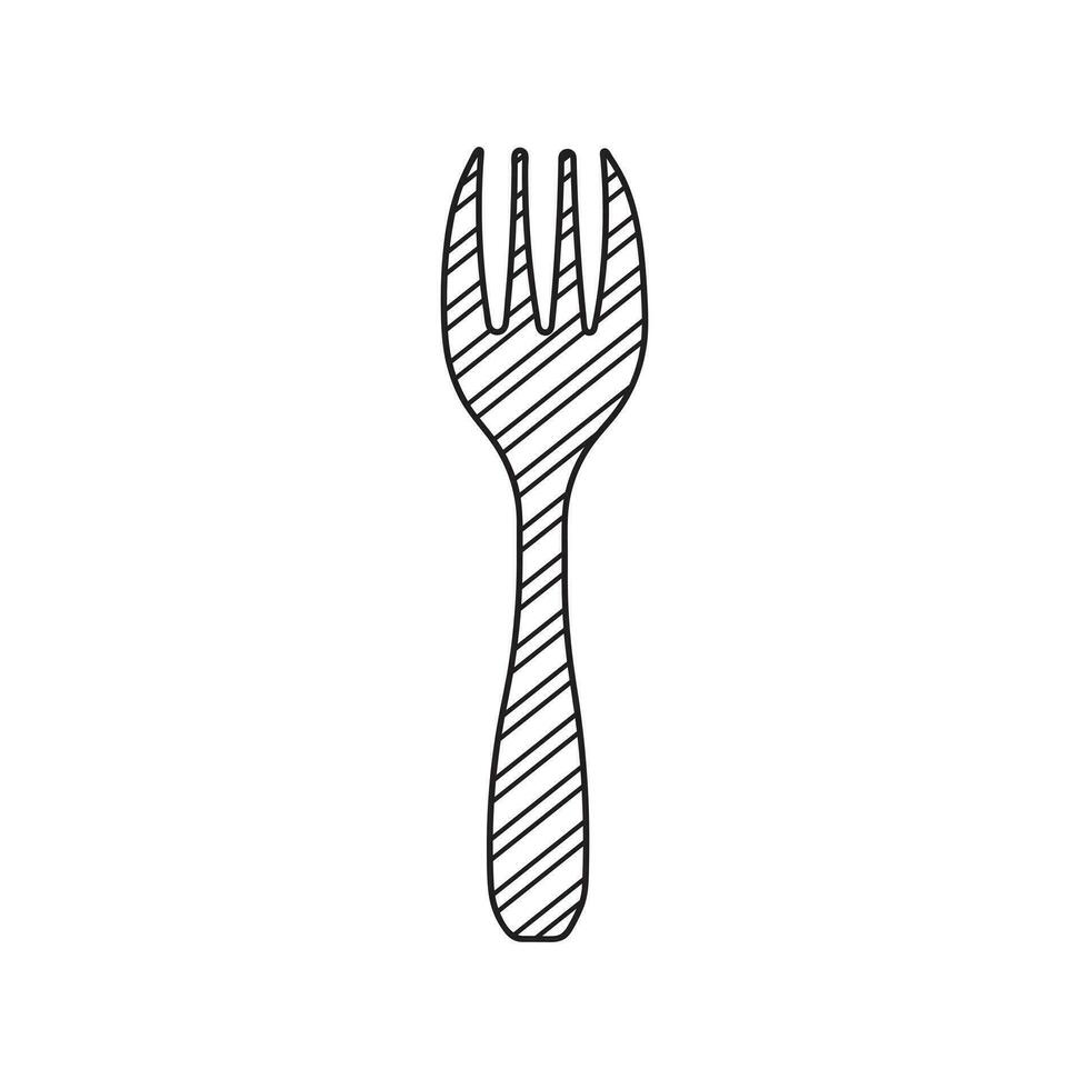 Hand drawn Kids drawing Cartoon Vector illustration stripped fork Isolated in doodle style