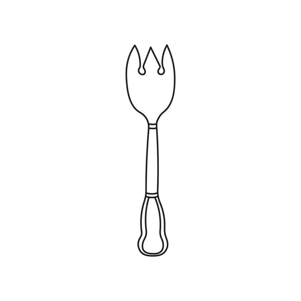 Hand drawn Kids drawing Cartoon Vector illustration ice cream fork Isolated in doodle style