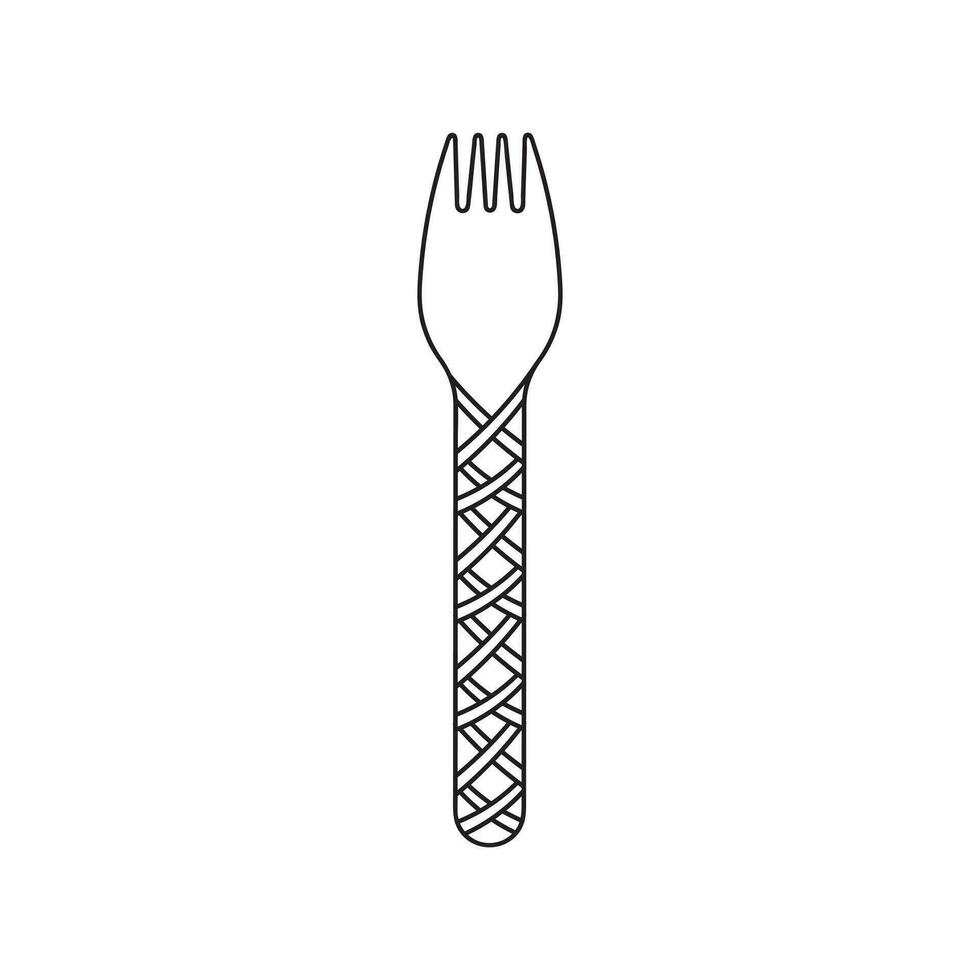 Hand drawn Kids drawing Cartoon Vector illustration bamboo fork Isolated in doodle style
