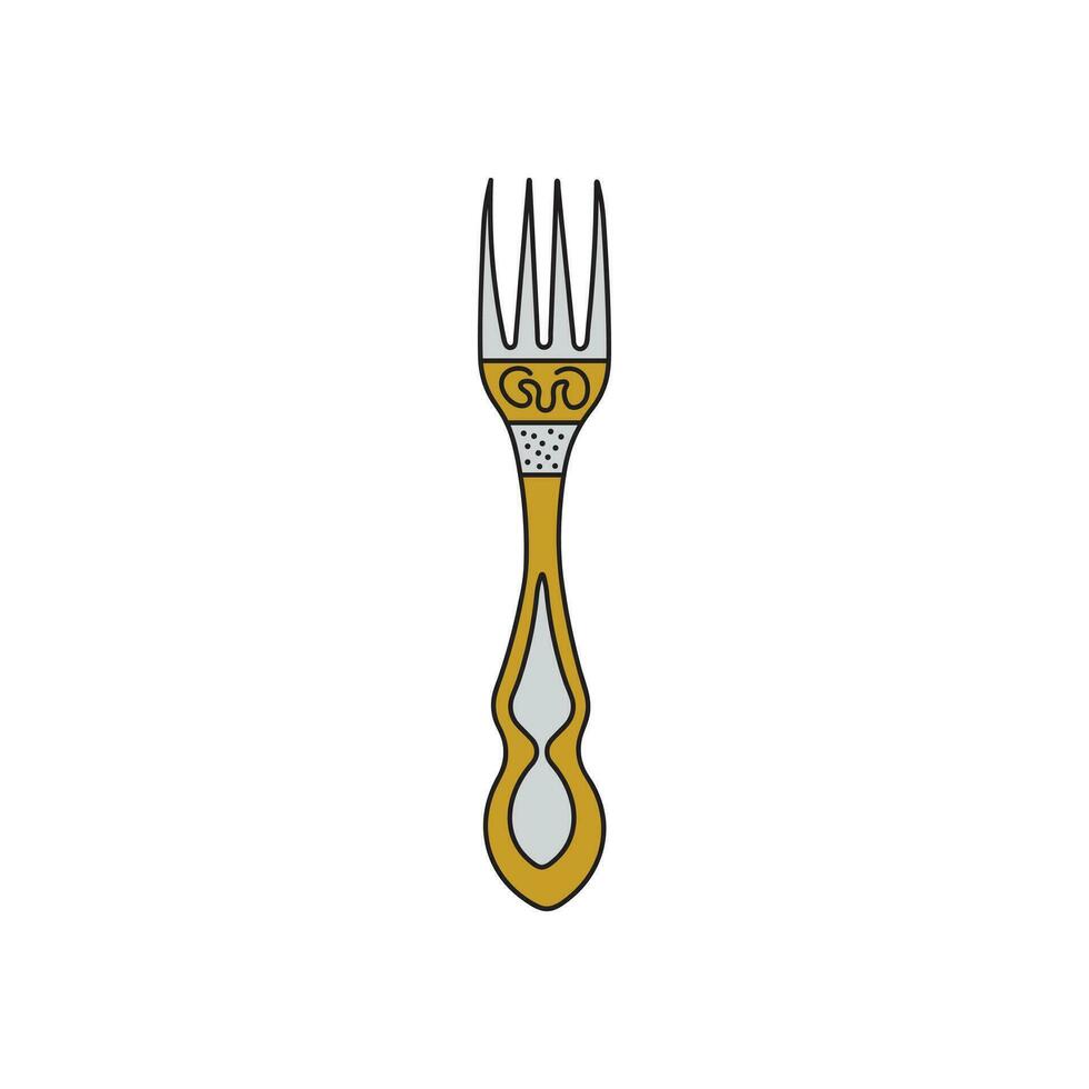 Kids drawing Cartoon Vector illustration fancy fork Isolated in doodle style