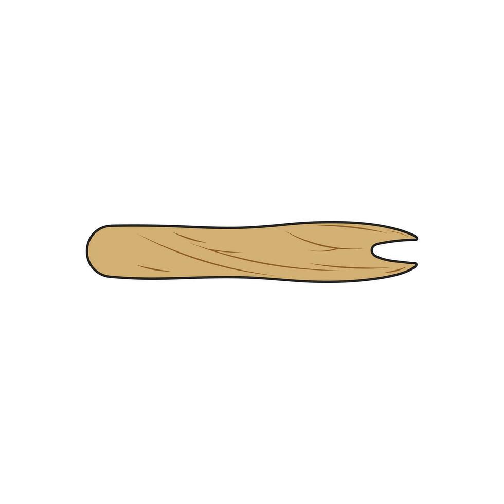 Kids drawing Cartoon Vector illustration wooden chip fork Isolated in doodle style