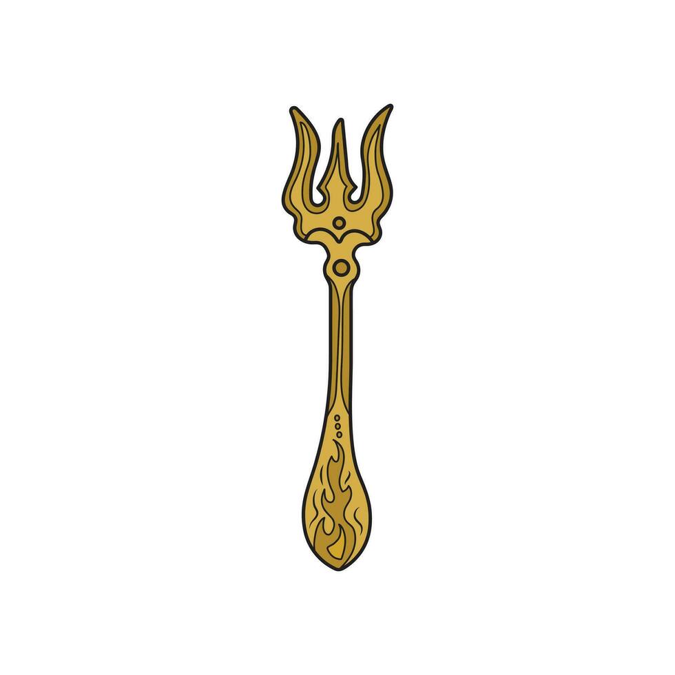 Kids drawing Cartoon Vector illustration letuce fork Isolated in doodle style