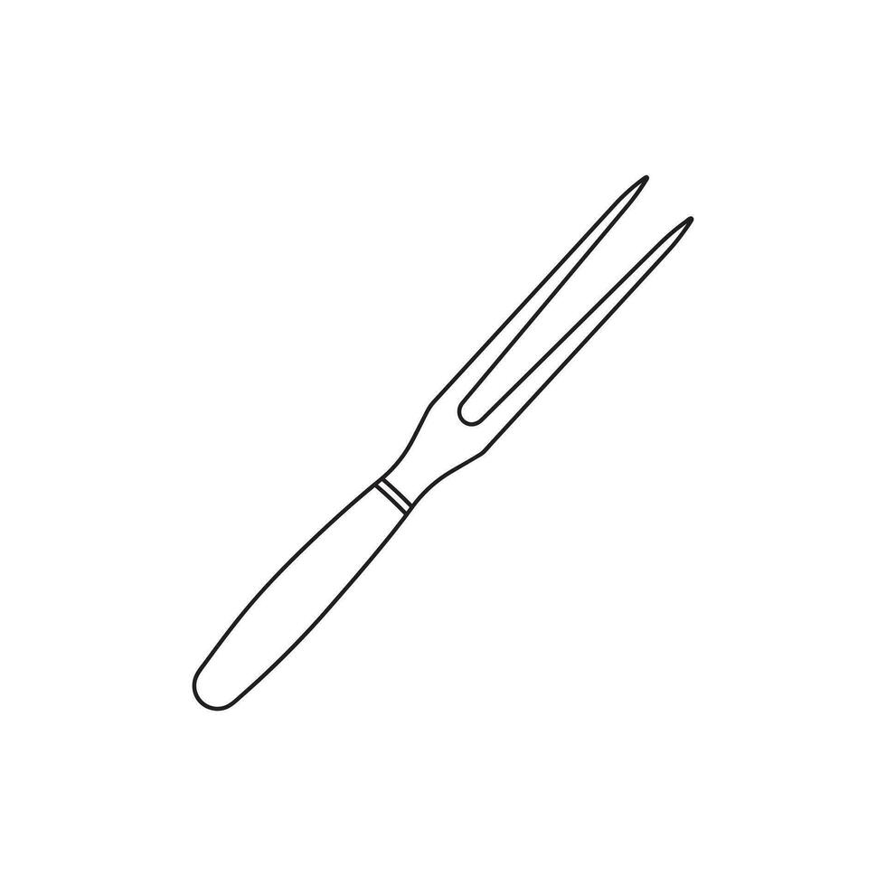 Hand drawn Kids drawing Cartoon Vector illustration carving fork Isolated in doodle style