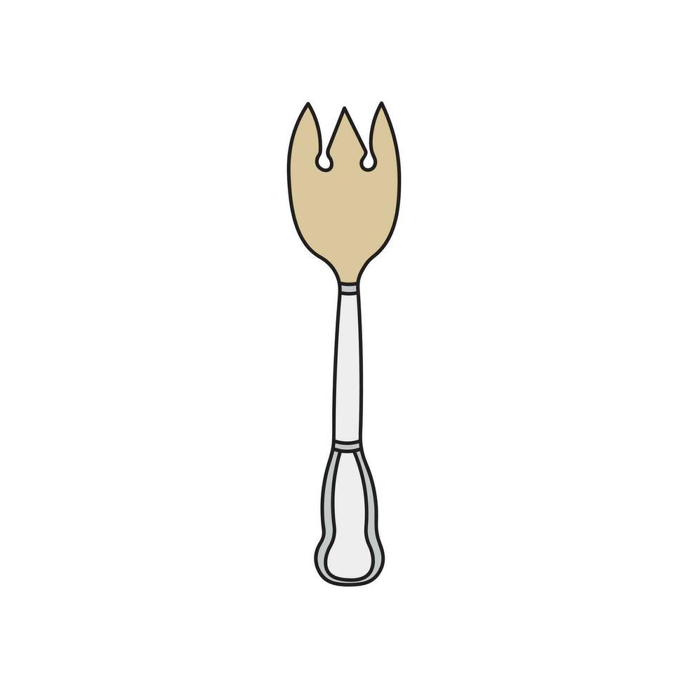 Kids drawing Cartoon Vector illustration ice cream fork Isolated in doodle style