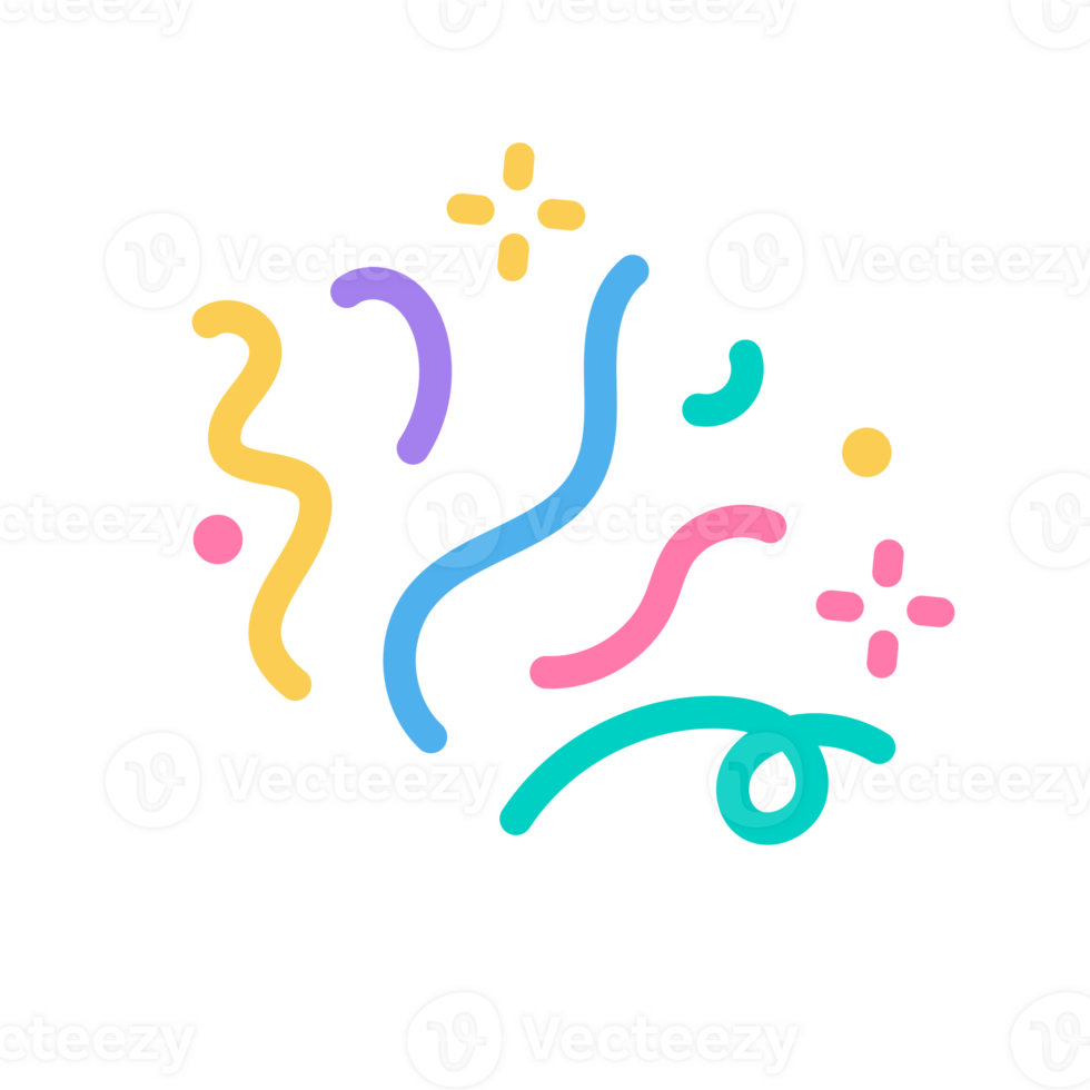 colorful confetti that shoots out from the party base for birthday surprise png