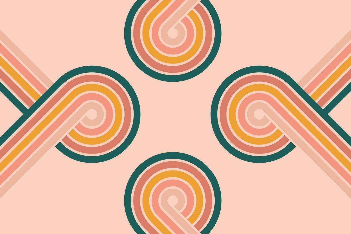 Groovy abstract rainbow swirl background. Retro 1960s and 1970s vector design style. Sun and rainbow swirl pattern,   textured wavy shapes design, banner, vintage poster vibes, Funky ray elements.