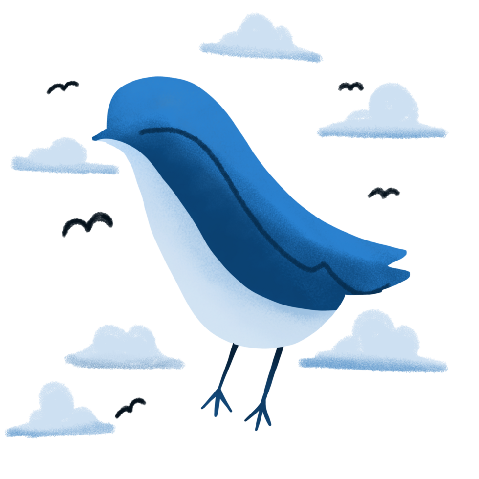 blue bird in the sky with clouds and birds png