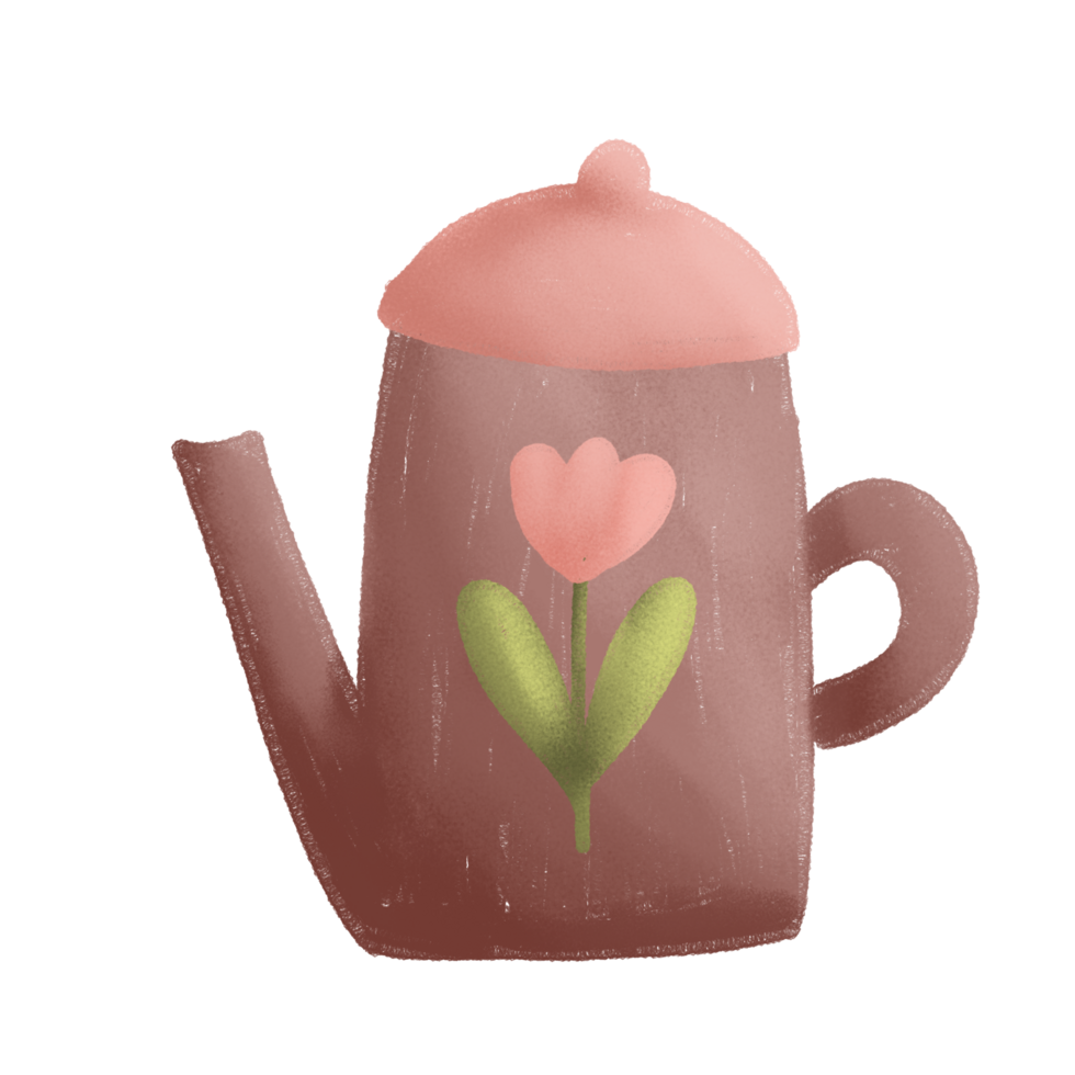 a brown tea kettle with a handle on it png