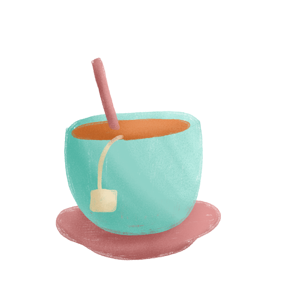 a cup of tea with a straw on top of it png