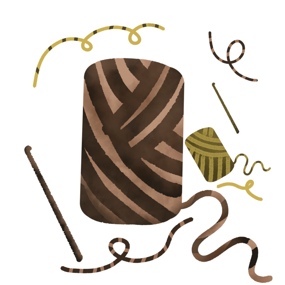 a ball of yarn and knitting needles on a transparent background png