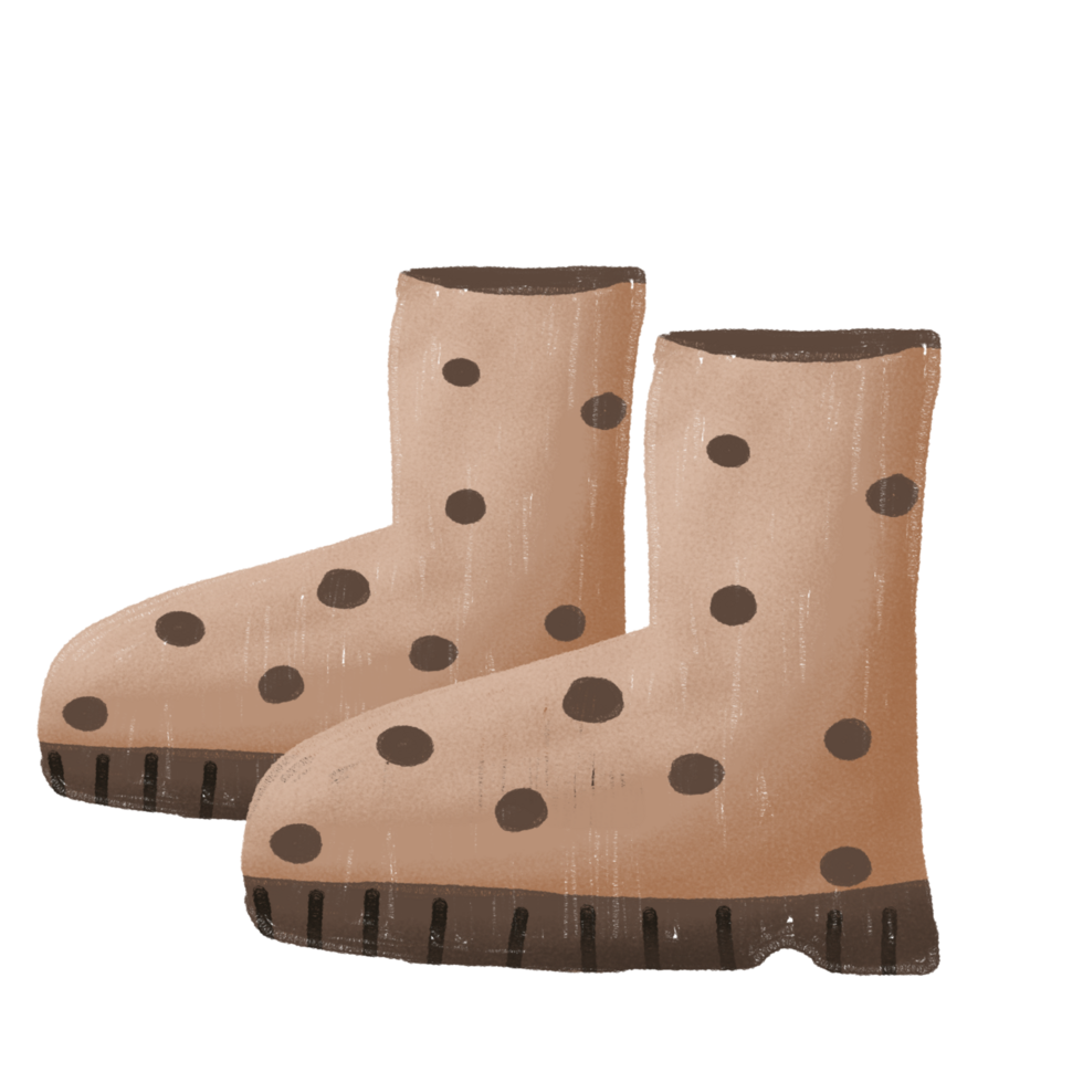a pair of brown polka dot boots on a transparent background png