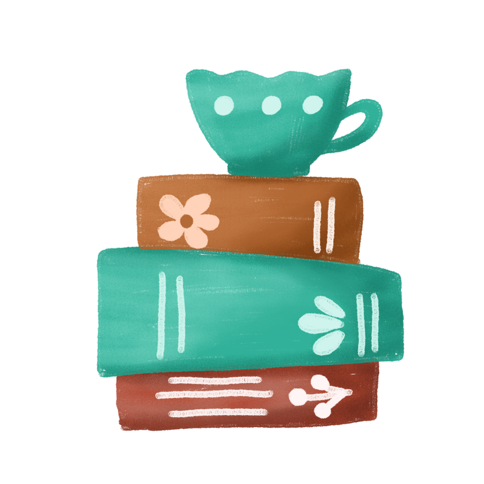 a stack of books with a plant on top png