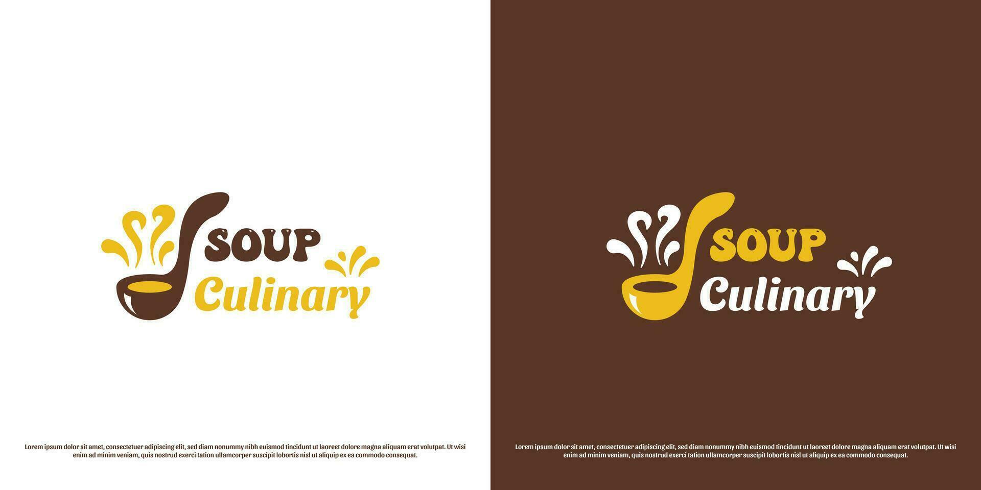 Soup culinary logo design illustration. Culinary silhouette of traditional soup street fast food dinner aroma local cafe snack stall, restaurant chef. Classic label vintage minimalist simple logotype. vector
