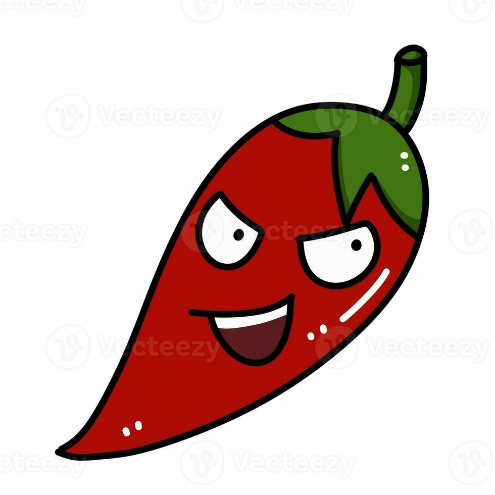 cute chili cartoon on white background photo