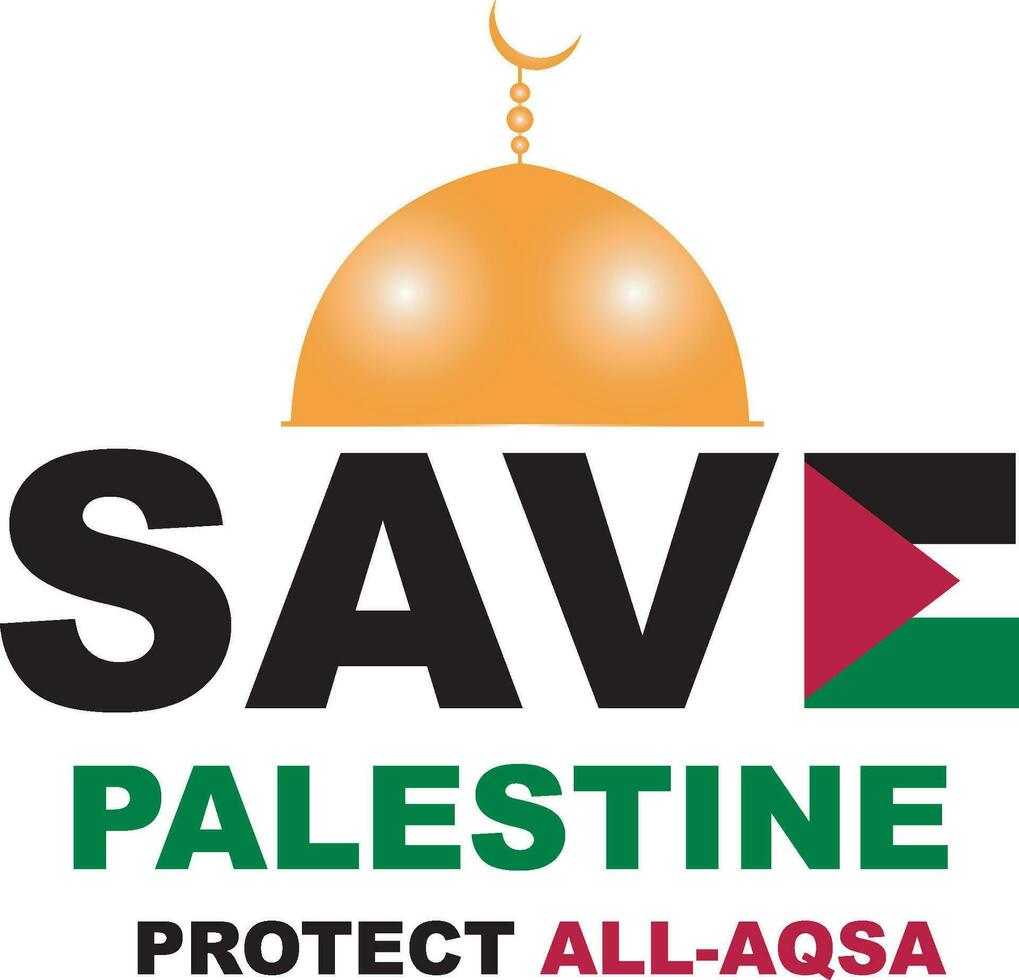 Save gaza free palestine protect all aqsa vector