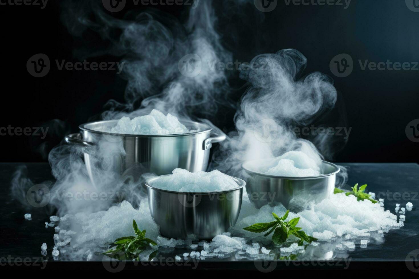 Cryogenic cooking technique transforming ingredients background with empty space for text photo