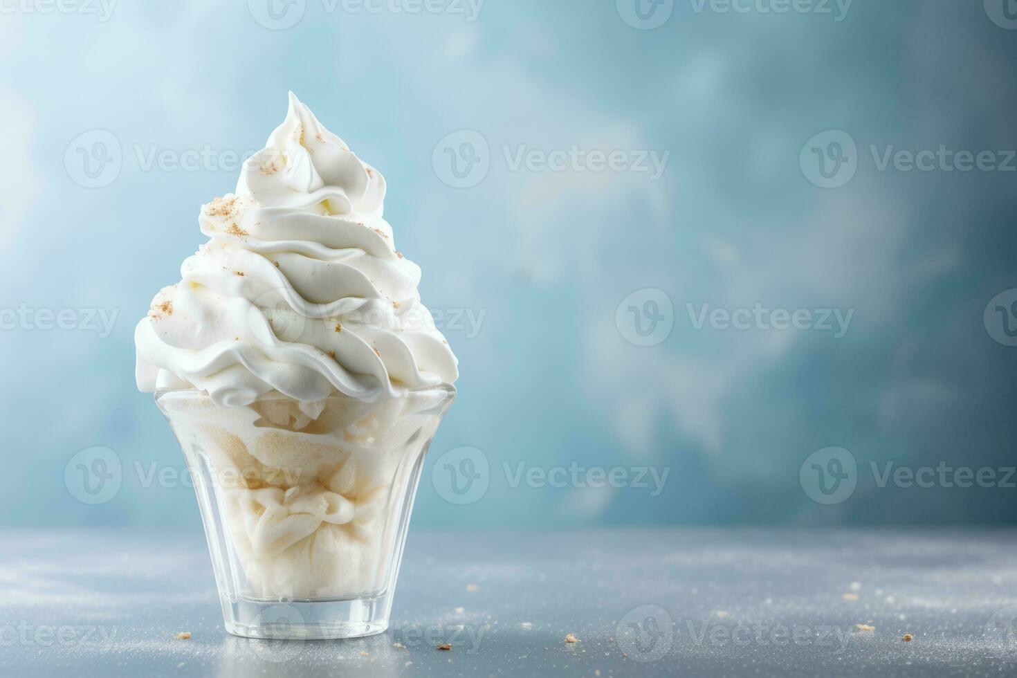 Foamy ice cream delicacy served elegantly background with empty space