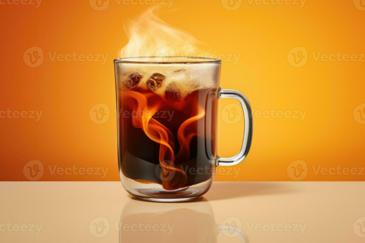 Complex flavor infused coffee in clear mug isolated on a gradient background photo