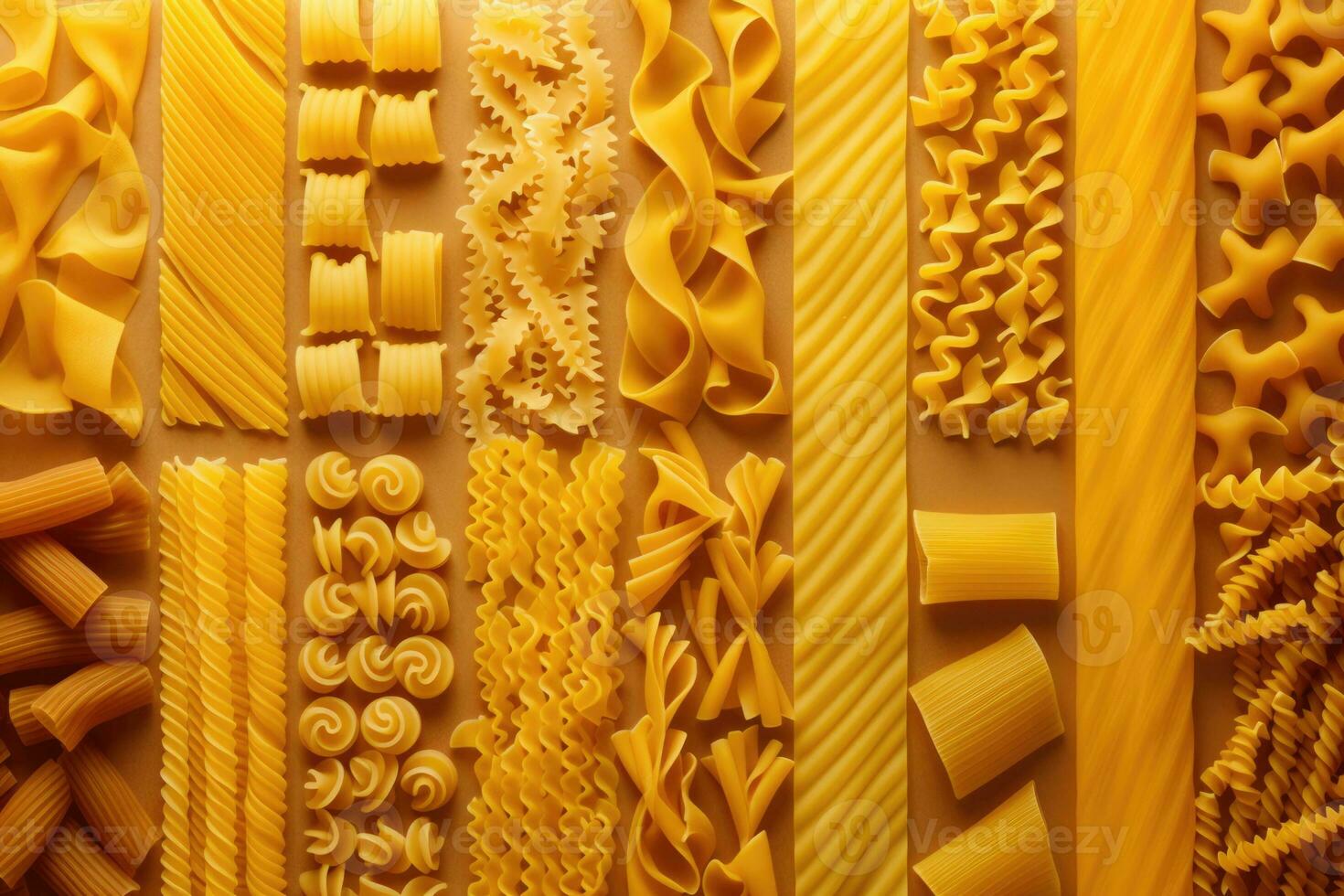 Visually striking pasta texture variations isolated on a gradient background photo