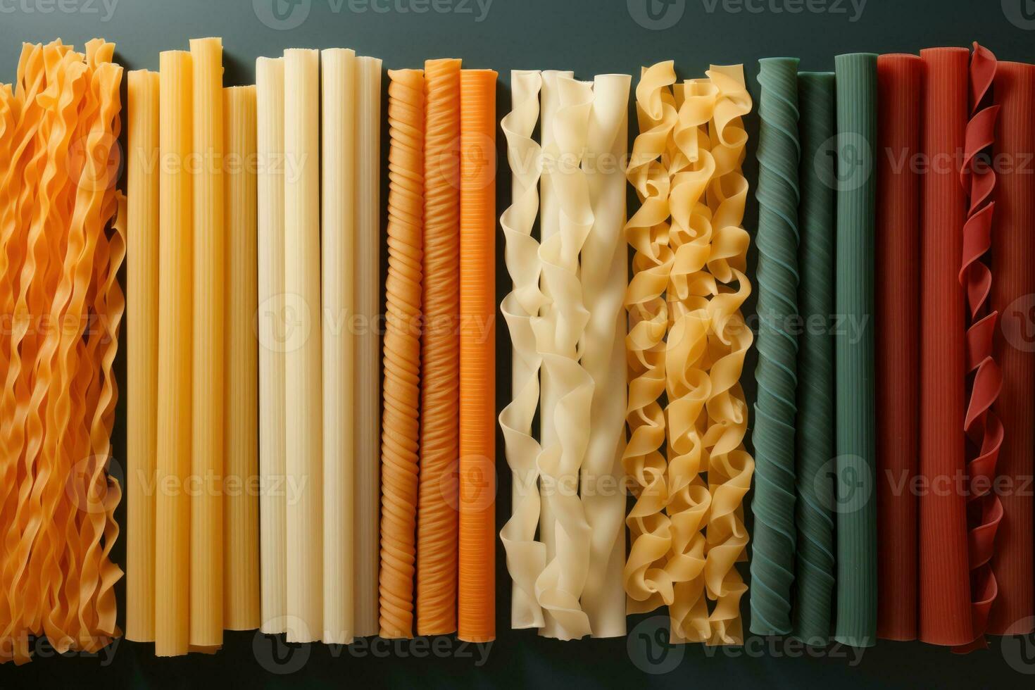 Visually striking pasta texture variations isolated on a gradient background photo