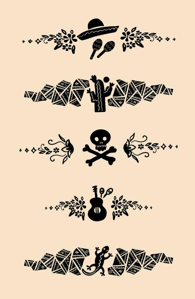 set shugar Mexican scull design elements vector