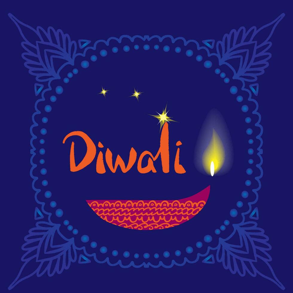 Happy Diwali. Indian festival of lights. Vector abstract flat illustration for background or poster.
