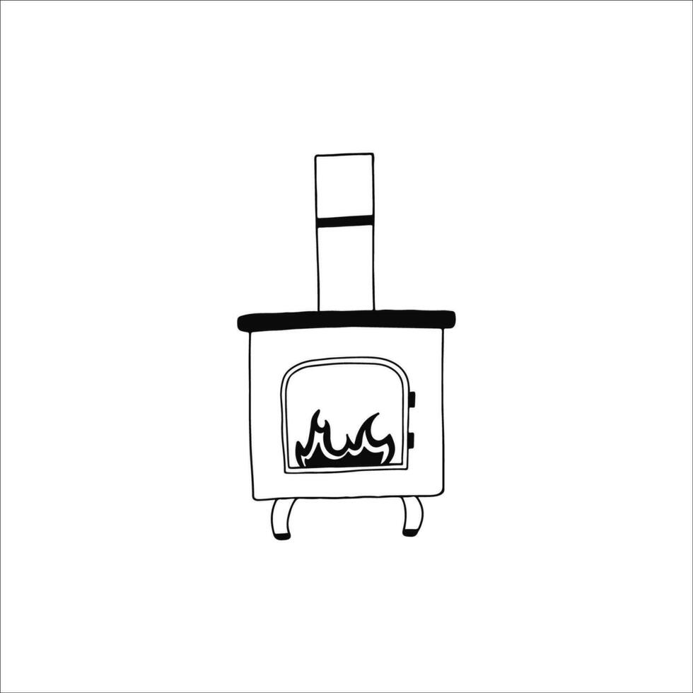 Fireplace. Doodle. Vector