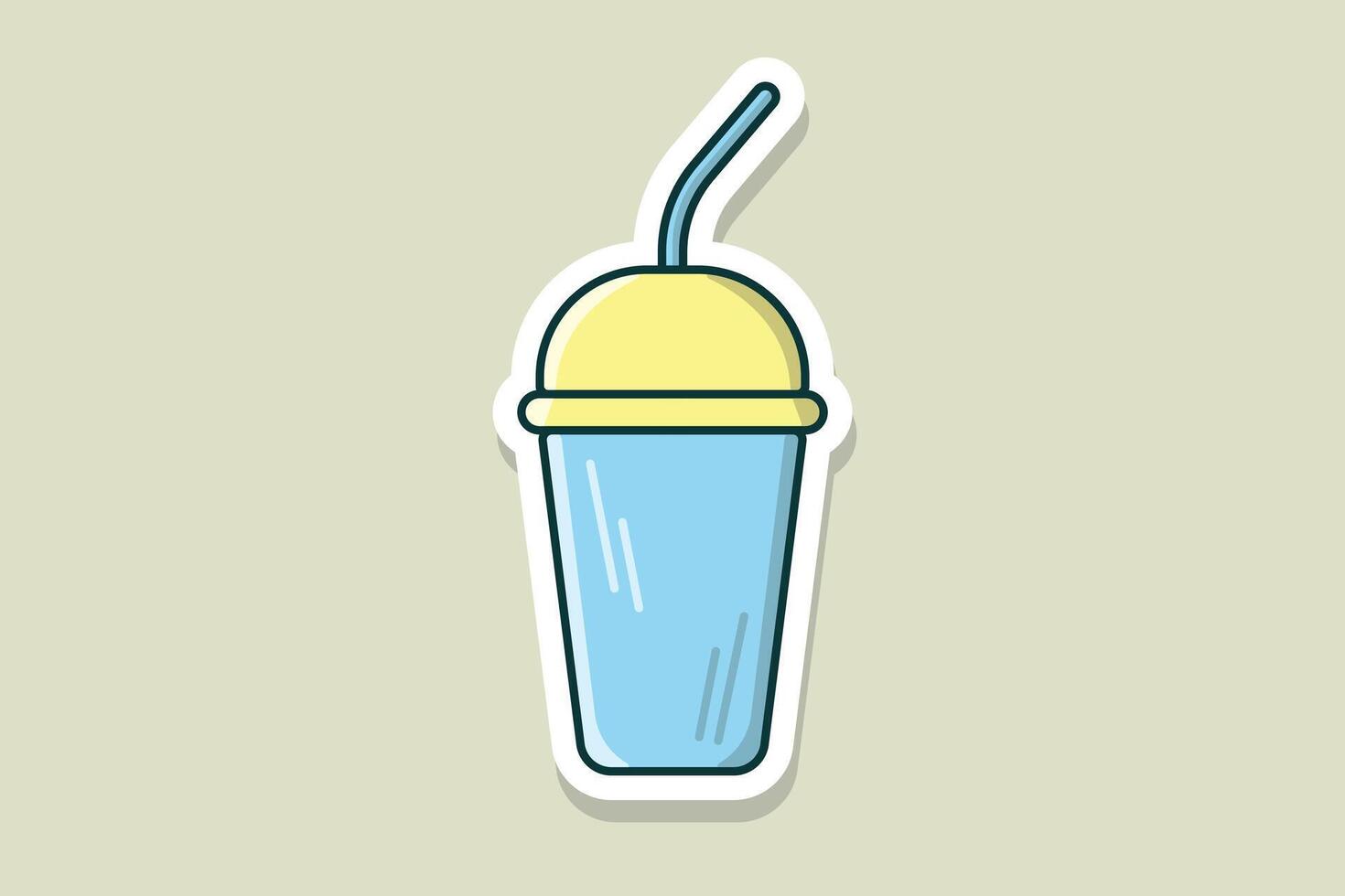 Soda Soft Drink Cup with Straw Sticker vector illustration. Drink object icon concept. Disposable plastic beverage cup with tube for soda sticker design with shadow.